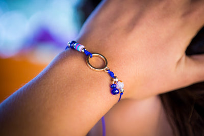 String Charm Bracelet - Blue Coin - boom-ibiza