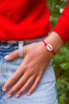 string seashell bracelet red - boom-ibiza