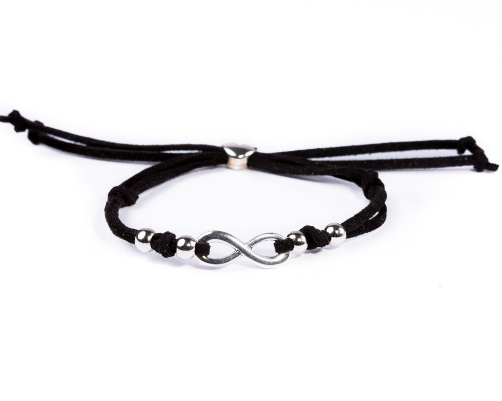 String Bracelet Metal Infinity - Black