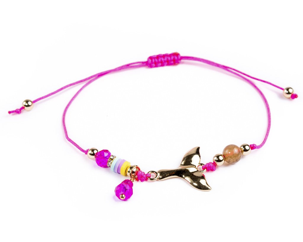 String Charm Bracelet - Pink Whale Tail
