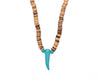 beads necklace wooden disc turquoise tooth - boom-ibiza