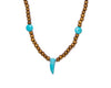 Beads neckalce wooden round beads turquoise tooth - boom-ibiza